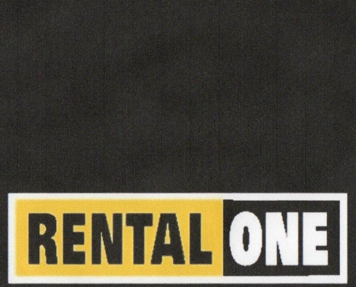 A black and yellow sign that says rental one