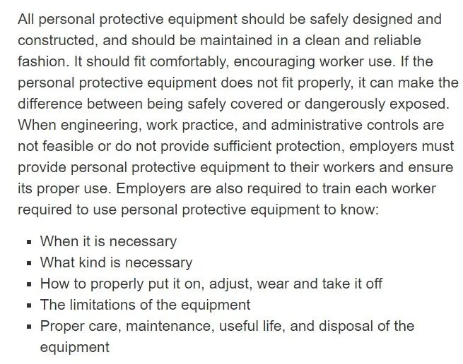 <p><span style="color: rgb(33, 33, 33);">OSHA’s standard interpretation of PPE regulation and compliance management</span></p>